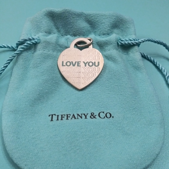 Tiffany& Co Large Enamel Blue LOVE pendant